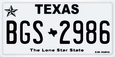 TX license plate BGS2986