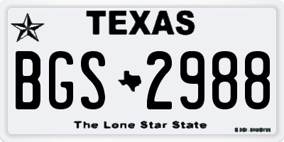 TX license plate BGS2988