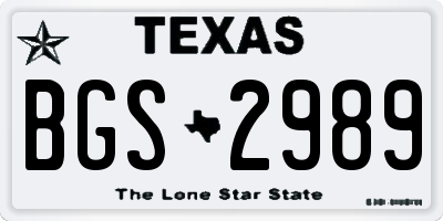 TX license plate BGS2989