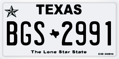 TX license plate BGS2991