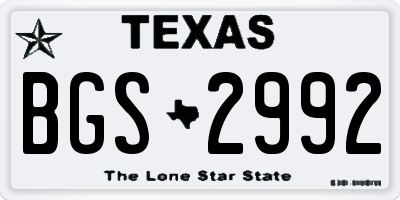 TX license plate BGS2992