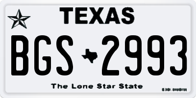 TX license plate BGS2993