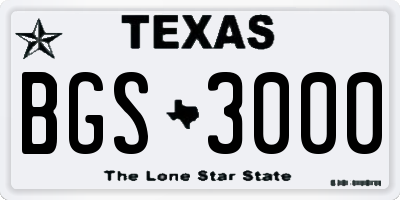 TX license plate BGS3000
