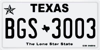 TX license plate BGS3003