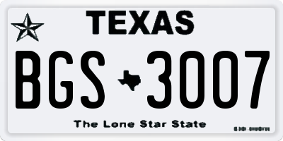 TX license plate BGS3007