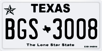 TX license plate BGS3008