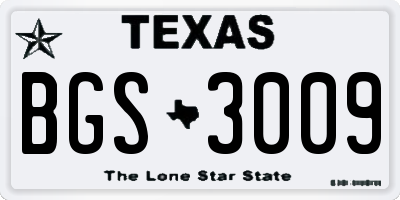 TX license plate BGS3009