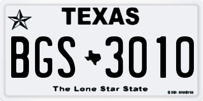TX license plate BGS3010