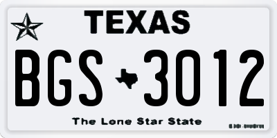 TX license plate BGS3012