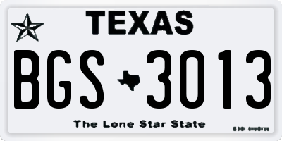 TX license plate BGS3013