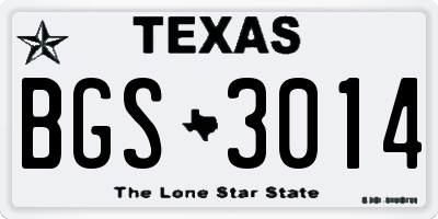 TX license plate BGS3014