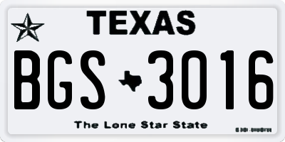 TX license plate BGS3016