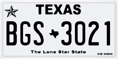 TX license plate BGS3021