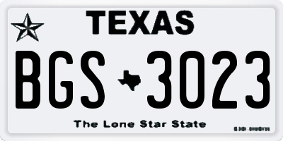 TX license plate BGS3023