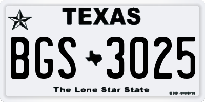 TX license plate BGS3025