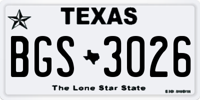 TX license plate BGS3026