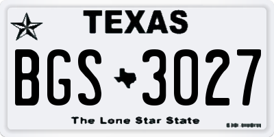 TX license plate BGS3027