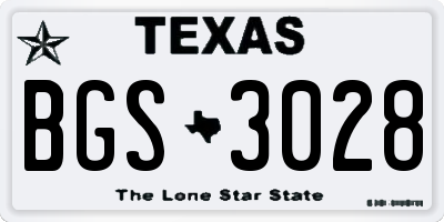 TX license plate BGS3028
