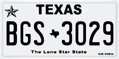 TX license plate BGS3029