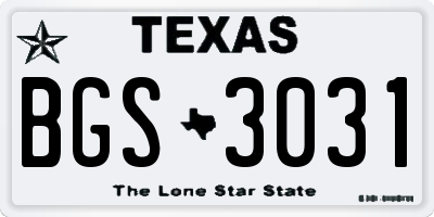 TX license plate BGS3031