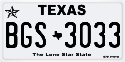 TX license plate BGS3033