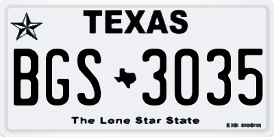 TX license plate BGS3035