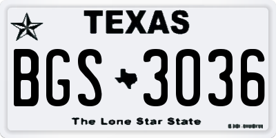 TX license plate BGS3036