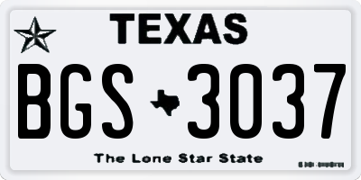 TX license plate BGS3037