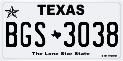 TX license plate BGS3038