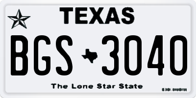 TX license plate BGS3040