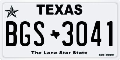 TX license plate BGS3041