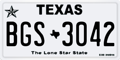 TX license plate BGS3042