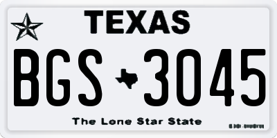 TX license plate BGS3045