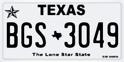 TX license plate BGS3049