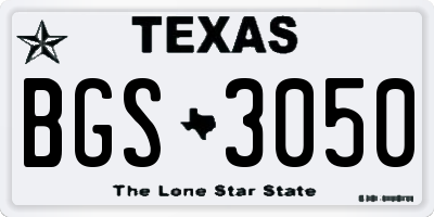 TX license plate BGS3050