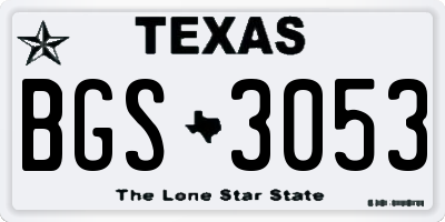 TX license plate BGS3053
