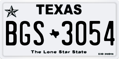 TX license plate BGS3054