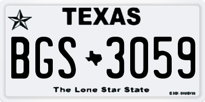 TX license plate BGS3059