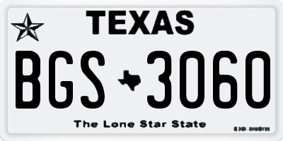 TX license plate BGS3060