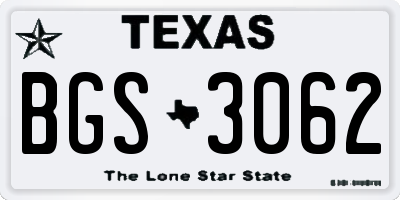 TX license plate BGS3062