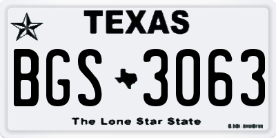 TX license plate BGS3063