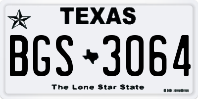 TX license plate BGS3064