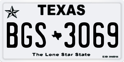 TX license plate BGS3069