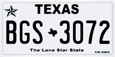 TX license plate BGS3072