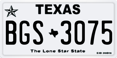 TX license plate BGS3075