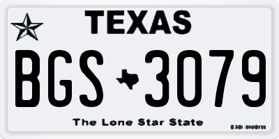 TX license plate BGS3079