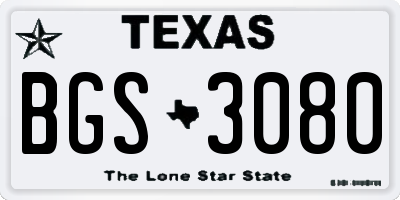 TX license plate BGS3080