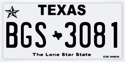 TX license plate BGS3081
