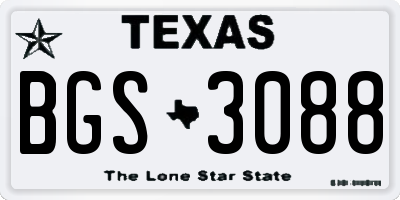 TX license plate BGS3088