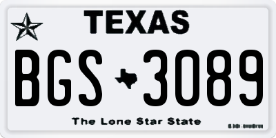 TX license plate BGS3089
